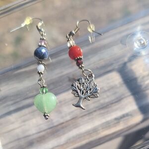 Colorful Beaded Tree Earrings
